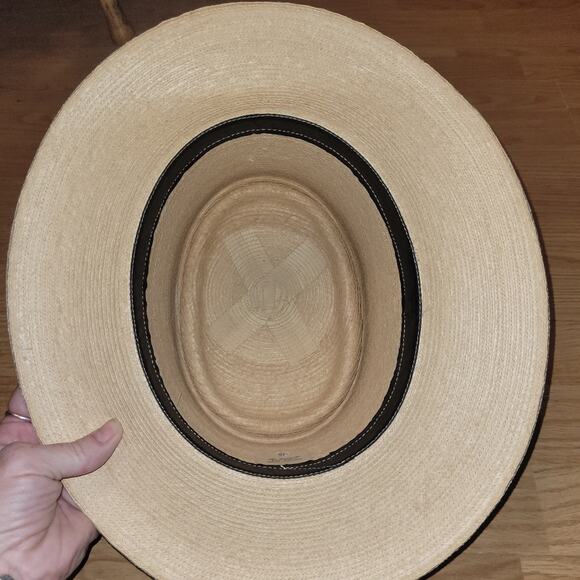 Vntg Mens Palm Leaf Hat Handcrafted Woven From Palm Leaves Maya Quiche Indians - Picture 5 of 7